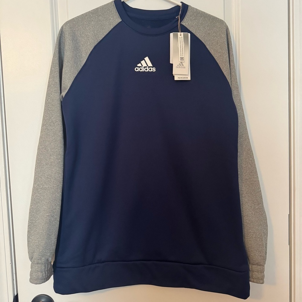 NWT Adidas Blue and Gray Sweatshirt Womens Medium Crew Neck